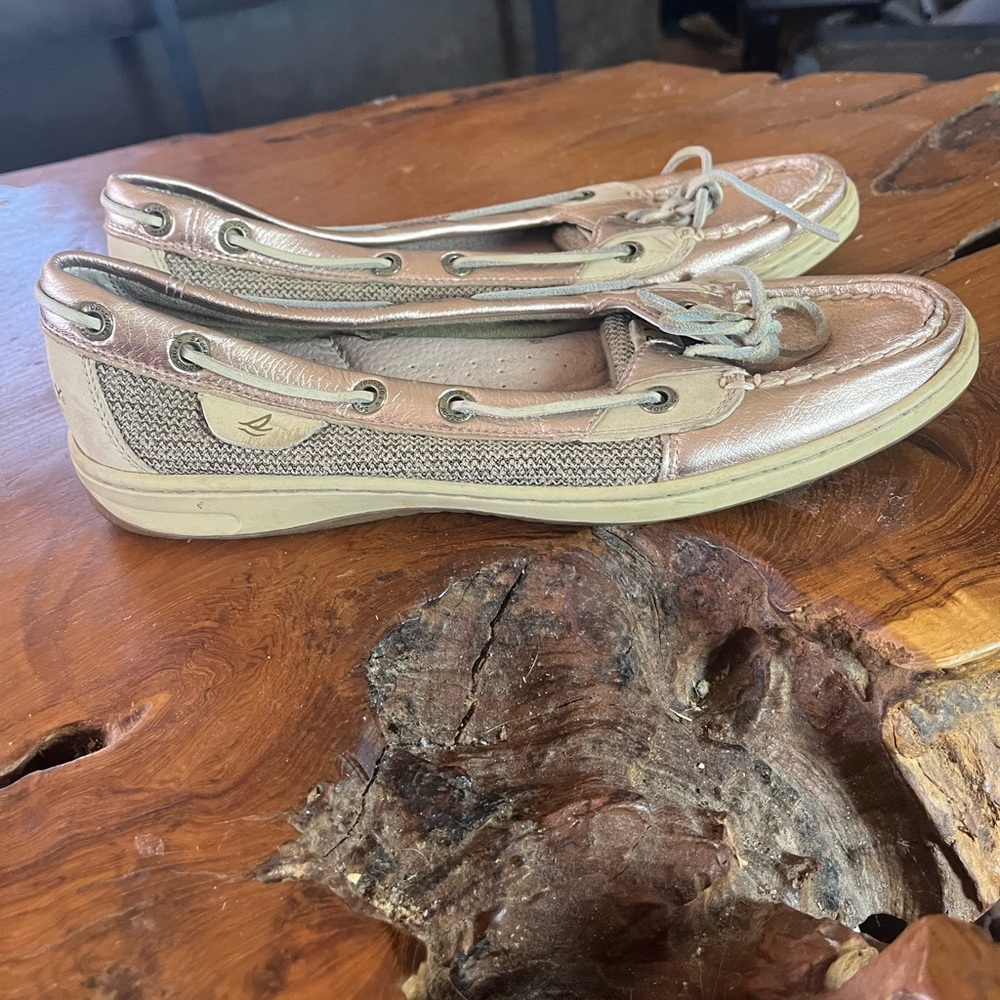 Sperry Topsiders Women’s 8 Shoes Rose Gold Leather Slip On Loafers